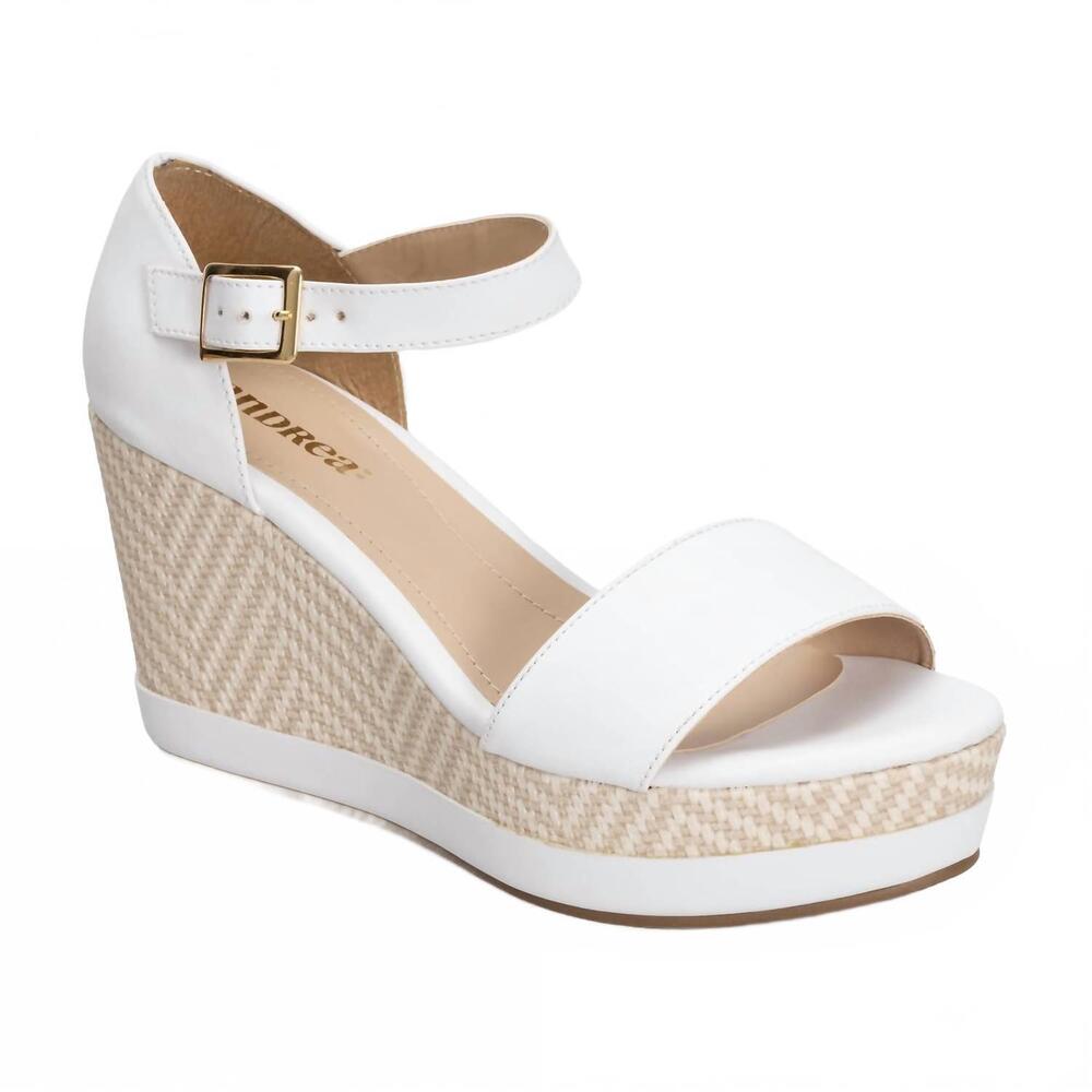 NEW ANDREA women's wedge heel sandal in white
